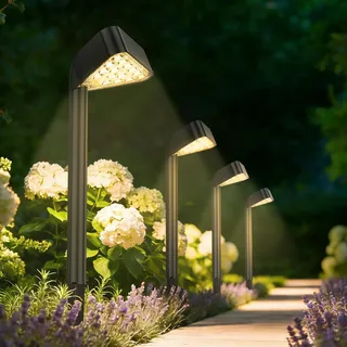 Soiarllt Solarlampen für Außen Garten, 8X15 LEDs Hell Gartenleuchten Solar | 12-14H Lange Laufzeit & Auto On/Off, Moderne Solarleuchten Garten Winterfest für Rasen, Terrasse, Hof, Gehweg, Garten Deko