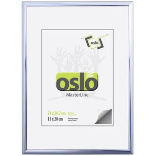 OSLO MasterLine Bilderrahmen A4 21 x 30 exakt 21x29,7 silber glänzend Aluminium Foto-rahmen Portrait Urkunden Glas Alu