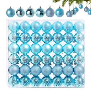 42 Stück Kleine Weihnachtskugeln Eisblau 6 Verschiedene Design Kunststoff Christbaumkugeln 3 cm Mini Weihnachtskugeln Plastik Christbaumkugeln Tannenbaum Weihnachtsbaumschmuck Kugeln