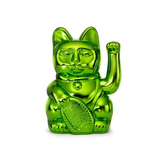 DONKEY Lucky Cat Festive Edition | Shiny Green - Grün glänzende Winkekatze mit der Bedeutung Besinnlichkeit, 15 cm groß, in hochwertiger Geschenkverpackung (Shiny Green)