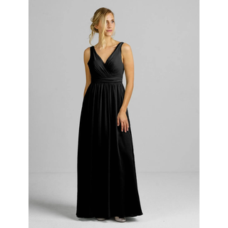 ANNIS WIESBADEN EST. 2021 Abendkleid Abendkleid Brautjungfernkleid Jade mit weit fallendem Chiffonrock schwarz 40