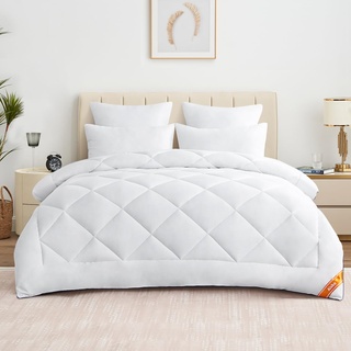 Aisbo Bettdecke 200x200 Ganzjahresdecke für Bett - Decke 200 x 200cm Steppbettdecke 300GSM, Schlafbettdecke 2x2m Warm für Winter, Oberbett ohne Kissen
