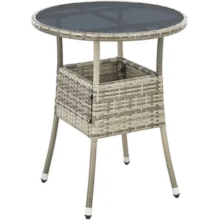 Juskys Polyrattan Gartentisch Yoro Rund Grau 60 cm