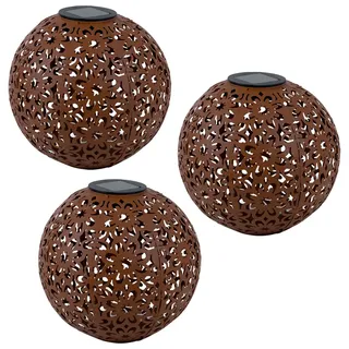Expo Börse Solarleuchte Metall D 20 cm 3er Set braun