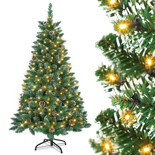UISEBRT Künstlicher Weihnachtsbaum mit Beleuchtung, Schnee-Effekt - LED Tannenbaum mit Metallständer 350 Leuchten, PVC Christbaum für Weihnachten Dekoration (210cm)