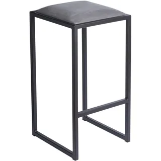 FERRO modern design Barhocker Schwarz ohne Lehne 64 cm - Metall Barstuhl mit Gepolstertem Sitz - Loft Style