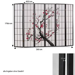 Homestyle4u Paravent in Schwarz 264x179 cm 2007