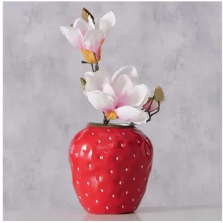 BOLTZE Dekovase "Strawberry" Erdbeere in rot aus Keramik (Dolomit), Vase Blumenvase