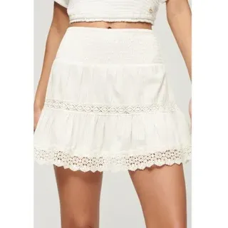 Superdry für Damen. W7210324A Minirock Ibiza weiß (L), Lässig, Baumwolle