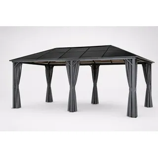 4iq group Hardtop Pavillon 3 x 6 m inkl. Vorhänge Braun