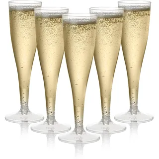MATANA 48 Premium Elegante Sektgläser Plastik, 133ml - Mehrweg Cocktailgläser, Champagner Gläser aus Kunststoff, Sektflöten, Proseccogläser für Hochzeiten, Geburtstage, Partys