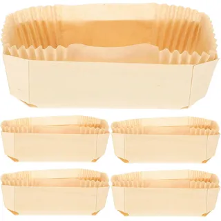 Set Aus Hitzebeständiger Holzbackform Mit Papiereinlage, Vielseitig Verwendbare Kuchenform-12x6.5cm