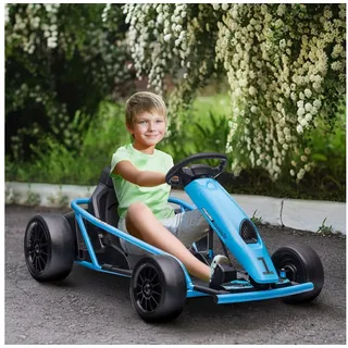 Homcom Elektro Gokart Drift Kart mit langsamem Start, Musik, Hupe Blau