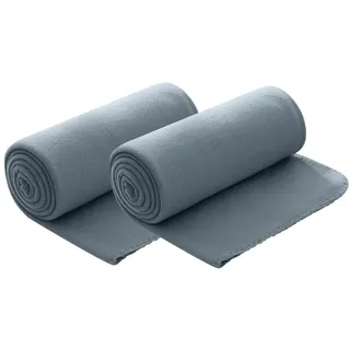 Wohndecke Polar-Fleece, wometo, OEKO-TEX®, 2 Fleecedecken mit Kettel-Rand & Anti-Pilling grau