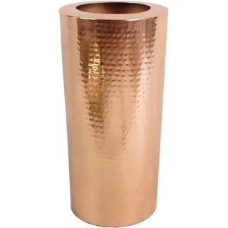 Famanu Metallvase mit gehämmerter Oberfläche - Kupfer, 15cm x 30cm, Blattdesign
