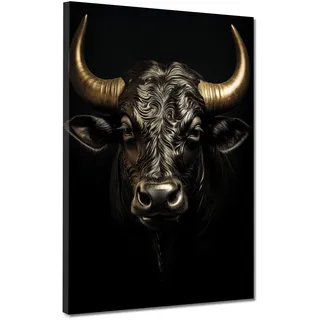 Stier Black Style Leinwandbild Wandbild Kunstdruck XL Wanddeko Größe 60x80x2cm