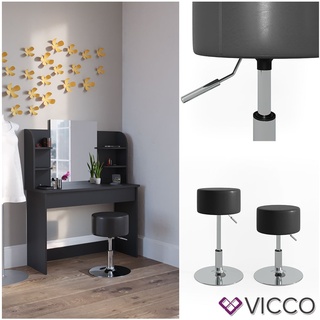VICCO Design Hocker / Schminkhocker höhenverstellbar in schwarz