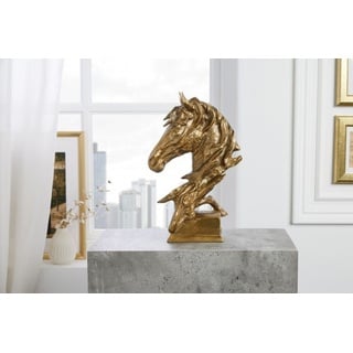 LebensWohnArt Dekoobjekt Pferde Deko-Figur 40cm UMA gold Aluminium Pferdekopf Skulptur