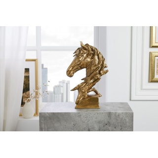 LebensWohnArt Dekoobjekt Pferde Deko-Figur 40cm UMA gold Aluminium Pferdekopf Skulptur