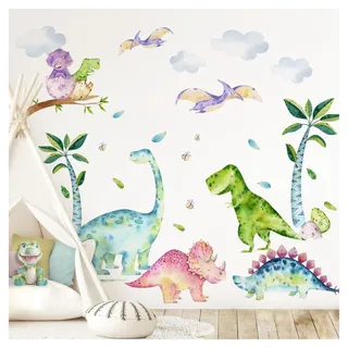Elzusha – XXL-Wandsticker für Kinderzimmer mit Dinosaurier-Motiv - Schwarz