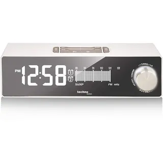 Technoline WT 483 Radiowecker mit USB-Ladeanschluss, Retro-Optik (Weiss mit Batterien)
