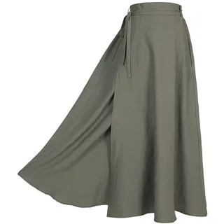 Übergröße Leinen Wickelrock mit Maxirock Casual Vintage A-Linie Leinenrock für Damen S-4XL, Z2973qgn, 4X-Groß - 4XL