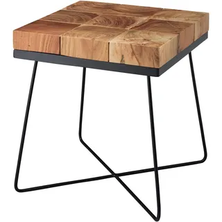 FineBuy Beistelltisch Akazie Braun 45 x 45 x 51 cm