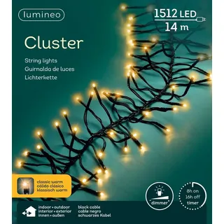 Lumineo LED-Lichterkette Cluster 1512 14 m Schwarz Warmweiß