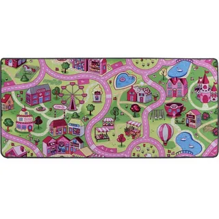 Primaflor Spielteppich SWEET CITY - 95x133cm - Kinderteppich mit Straßen - Straßenteppich für Mädchen - Bunt