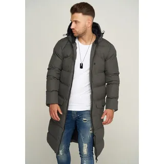 SOULSTAR Herren Parka mit Kapuze als Langer Steppmantel - Winterjacke S2KANSK Herren warmer Wintermantel Pufferjacke Steppjacke - Dunkelgrau - M