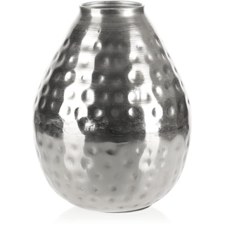 com-four® Vase aus Metall - Metallvase für Blumen - Deko Vase für zu Hause und Büro - Vase mit Dellen - Raumdeko - Hammerschlag-Optik (Design 2)