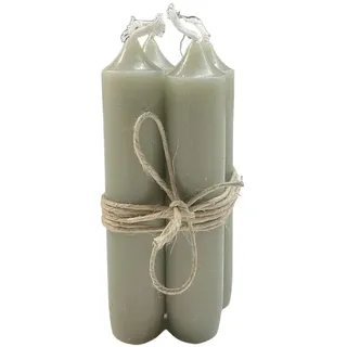 4er Pack Stabkerzen H:11 cm Ø:2,2 cm div. Farben Brenndauer 4,5 Stunden Kerze Advent Weihnachten Deko, Farbe:Staubig Grün