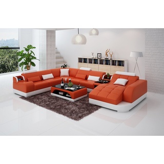 JVmoebel Ecksofa Ledersofa Designer Sofa U Form Wohnlandschaft Couch Polster Ecksofa, Made in Europa rot