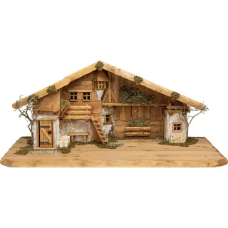 SIKORA Krippenfigur Krippenstall "Meran" Premium Weihnachtskrippe Holz Krippe - 2 Größen