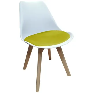 Design-Stühle mit Kunststoffschale und Samt-Sitzki Skandinavischer Look für