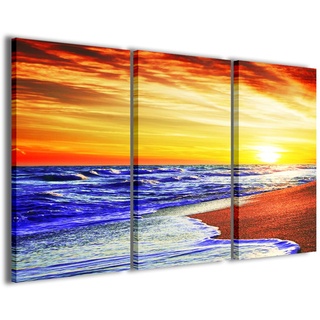 Leinwandbild, Sea View View auf dem Meer, moderne Bilder aus 3 Paneelen, fertig gerahmt auf Leinwand, fertig zum Aufhängen, 100 x 70 cm