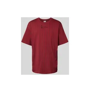 T-Shirt mit Label-Stitching, Bordeaux, XS