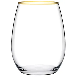 Pasabahce Bernsteingläser, Glas, transparent, mit Goldrand, 35 cl, 6 Stück, 489424, Durchsichtig
