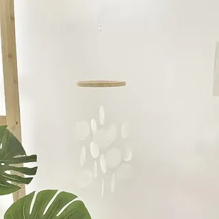 YKAFADE Capiz Windspiel 45cm Länge Boho Deko Muschel Traumfänger Anhänger Retro Capiz Muscheln Windspiele als hänge Deko für Fenster oder deko Wand Wohnzimmer Garten Terrasse und Balkon Dekoration