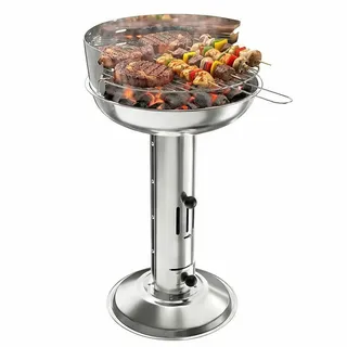 TLGREEN Edelstahl Holzkohlegrill, Säulengrill wetterfest 40*40*69cm, 3-fach höhenverstellbarem, Premium Edelstahl Grill mit verchromtem Grillrost, Aschekasten & Belüftung, für Outdoor, Camping, BBQ