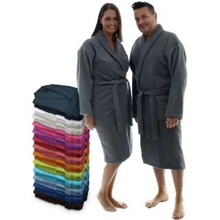 LEBENGOOD Bademantel für Damen, Herren, Unisex, Frottee 100% Baumwolle 400 gr, Flauschig, Kuschelig, Bunt, Leicht, Lang Kurz, Dusche, Größen Weicher Morgenmantel (XXL, Marengo) - XXL