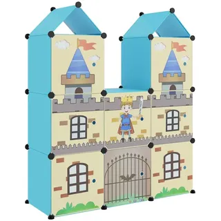 vidaXL Kinderschrank Modular mit 8 Würfeln, Regalsystem mit viel Stauraum, Würfelregal mit Stahlrahmen, Kinderregal Regal Aufbewahrungsschrank, Blau PP