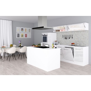 Küche Küchenzeile Küchenblock Inselküche Weiß Amanda 310 cm Respekta Premium