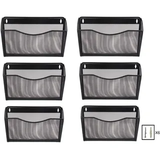 EasyPAG Metall Querformat A4 Zeitschriftenhalter Wand Zeitschriften Wandhalter Aktenablage Dokumentenhalter Hängend Magazin Organizer,6er-Pack,Schwarz