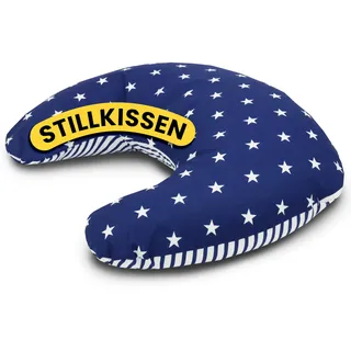 Amilian Seitenschläferkissen Kinder - Schwangerschaftskissen - Nursing Pillow und Feeding Pillow- Stillkissen unterwegs - Stillkissen Halbmond - Atlantische Sternennacht Blau Baumwolle Bezug
