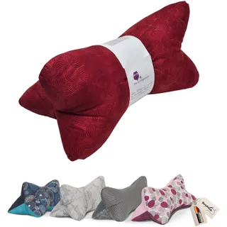 Leseknochen Muster Nackenkissen Handmade in D, waschbar (Metall rot)