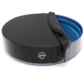 SAFANA 63/162,6 cm runde Hundepoolabdeckung [Upgrade 420D verdickt langlebig] 162,6 cm tragbare Hundebad-Poolabdeckung, faltbar, rund, aufblasbar, Schwimmbadabdeckung, Kordelzug-Design, winddicht