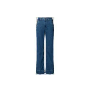 Jeans mit seitlichen Knöpfen und Gesäßtaschen, Blau Melange, 28