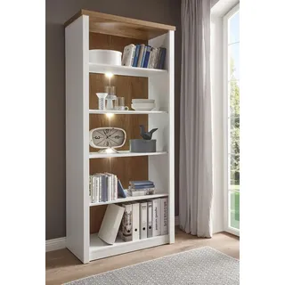 Landhaus Wohnzimmer Standregal Bücherregal Regal 90cm pinie weiß eichefarben hel