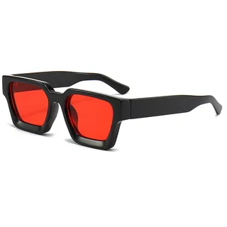 Vintage Rechteckige Sonnenbrille für Herren Damen-Retro Eckig Sonnenbrille Trendige Quadratischem Rahmen UV400 Schutz - 72 mm x 117 mm
